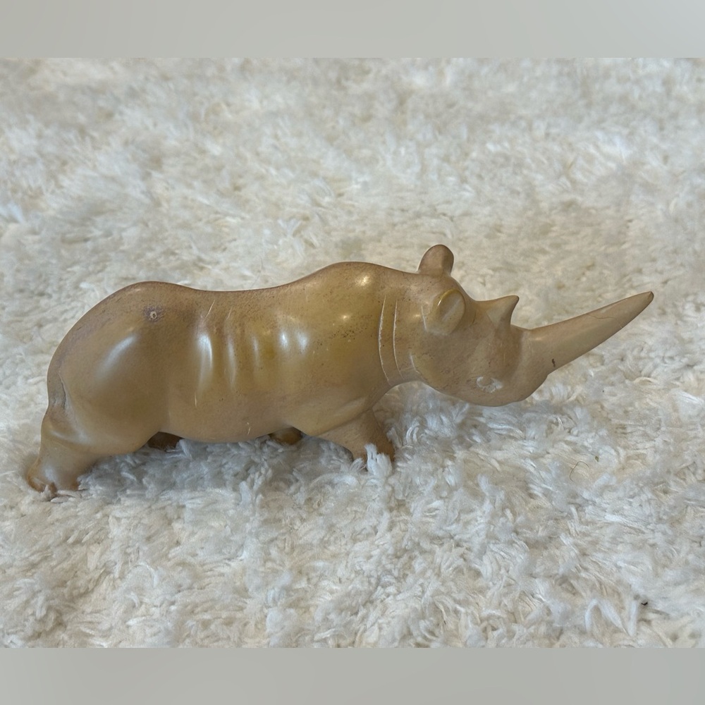Vintage African Soapstone Rhino handmade